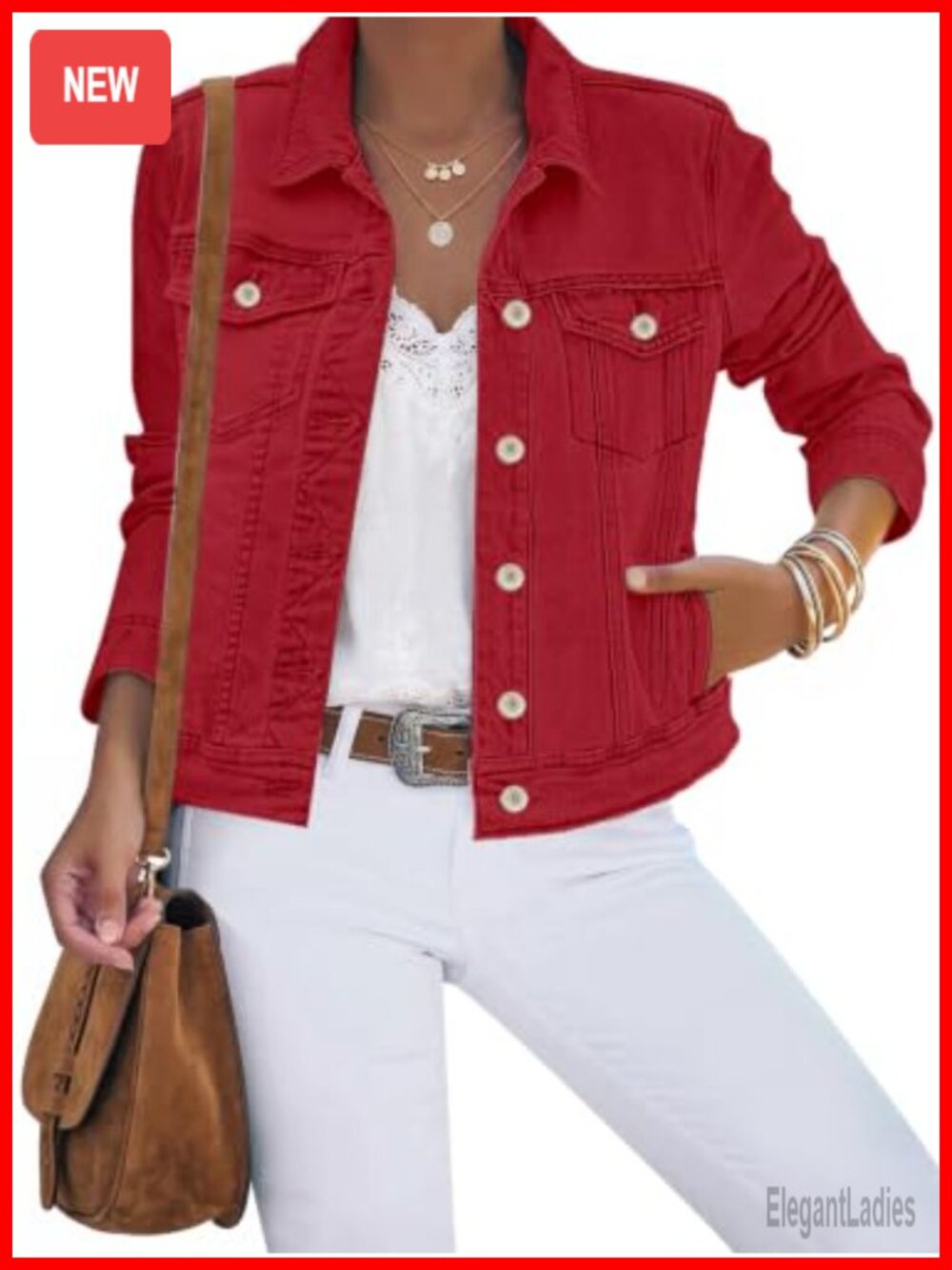 Women's Stretch Denim Jean Jacket Long Sleeve Button Down